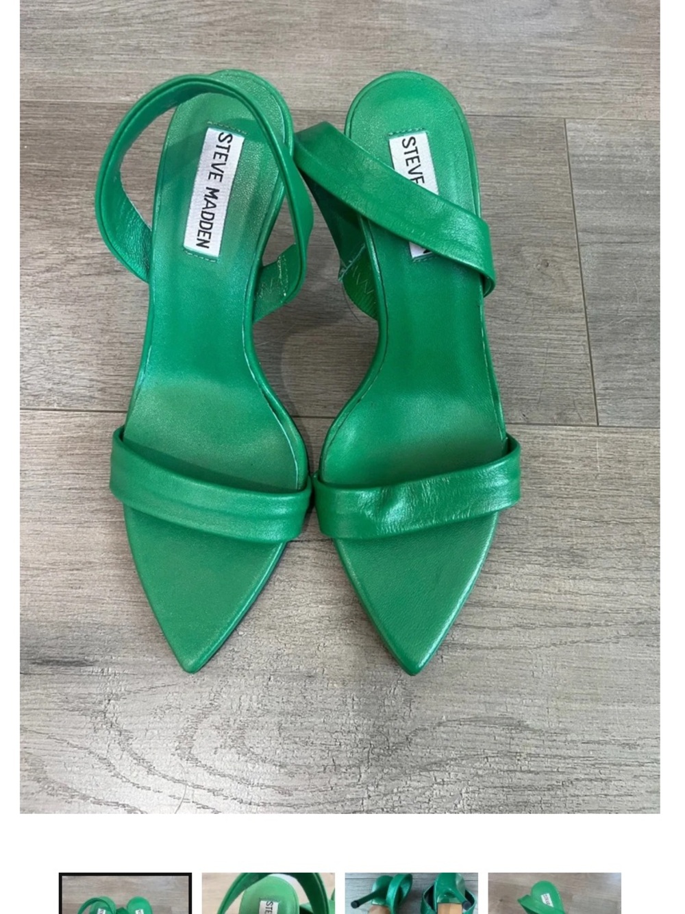 Steve Madden Green Pointed Slingback Heels with Cross Strap